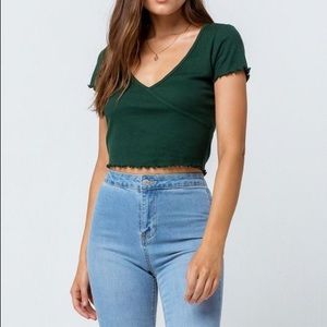 Dark green ribbed crop top